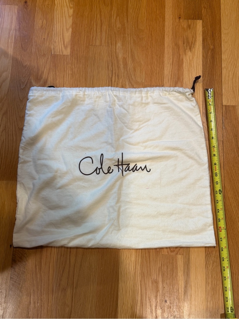 Cole Haan Cream Drawstring Handbag Dust Bag with Black Logo